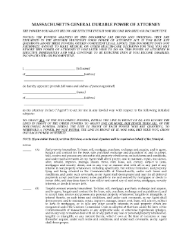 Show details for Massachusetts General Durable Immediate Power of Attorney Picture of Massachusetts General Durable Immediate Power of Attorney