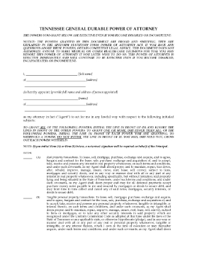 Show details for Tennessee General Durable Immediate Power of Attorney Picture of Tennessee General Durable Immediate Power of Attorney