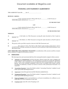Alberta Pooling and Farmout Agreement https://www.megadox.com/Alberta-Pooling-and-Farmout-Agreement
