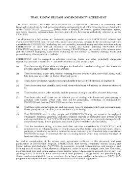 Show details for Trail Riding Release Form Picture of Trail Riding Release Form