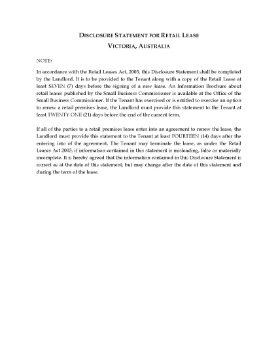 Show details for Victoria Disclosure Statement for Retail Lease Picture of Victoria Disclosure Statement for Retail Lease