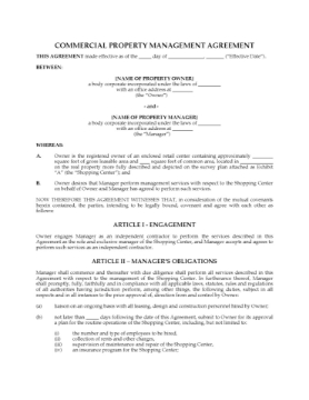 Shopping Center Property Management Agreement Shopping Center Property Management Agreement