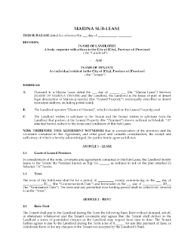 Show details for Canada Marina Sublease Agreement Picture of Canada Marina Sublease Agreement