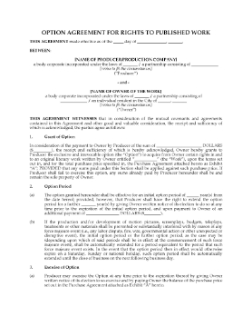 Show details for Literary Acquisition Option and Purchase Agreement Package | USA Picture of Literary Acquisition Option and Purchase Agreement Package | USA