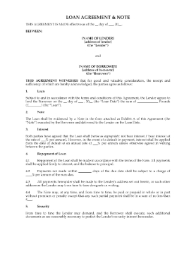 Show details for Loan Agreement and Note | UK Picture of Loan Agreement and Note | UK