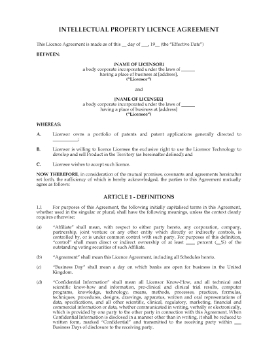 Show details for Intellectual Property Licence Agreement | UK Picture of Intellectual Property Licence Agreement | UK