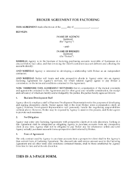 Show details for Broker Agreement for Factoring | USA Picture of Broker Agreement for Factoring | USA