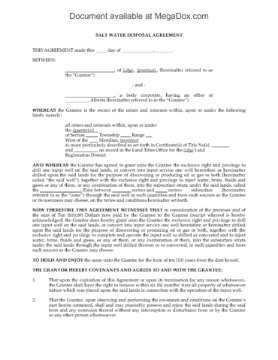 Alberta Salt Water Disposal Agreement Picture of Alberta Salt Water Disposal Agreement