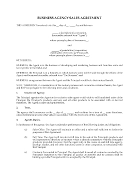 Show details for Business Agency Sales Agreement for Franchises | USA Picture of Business Agency Sales Agreement for Franchises | USA