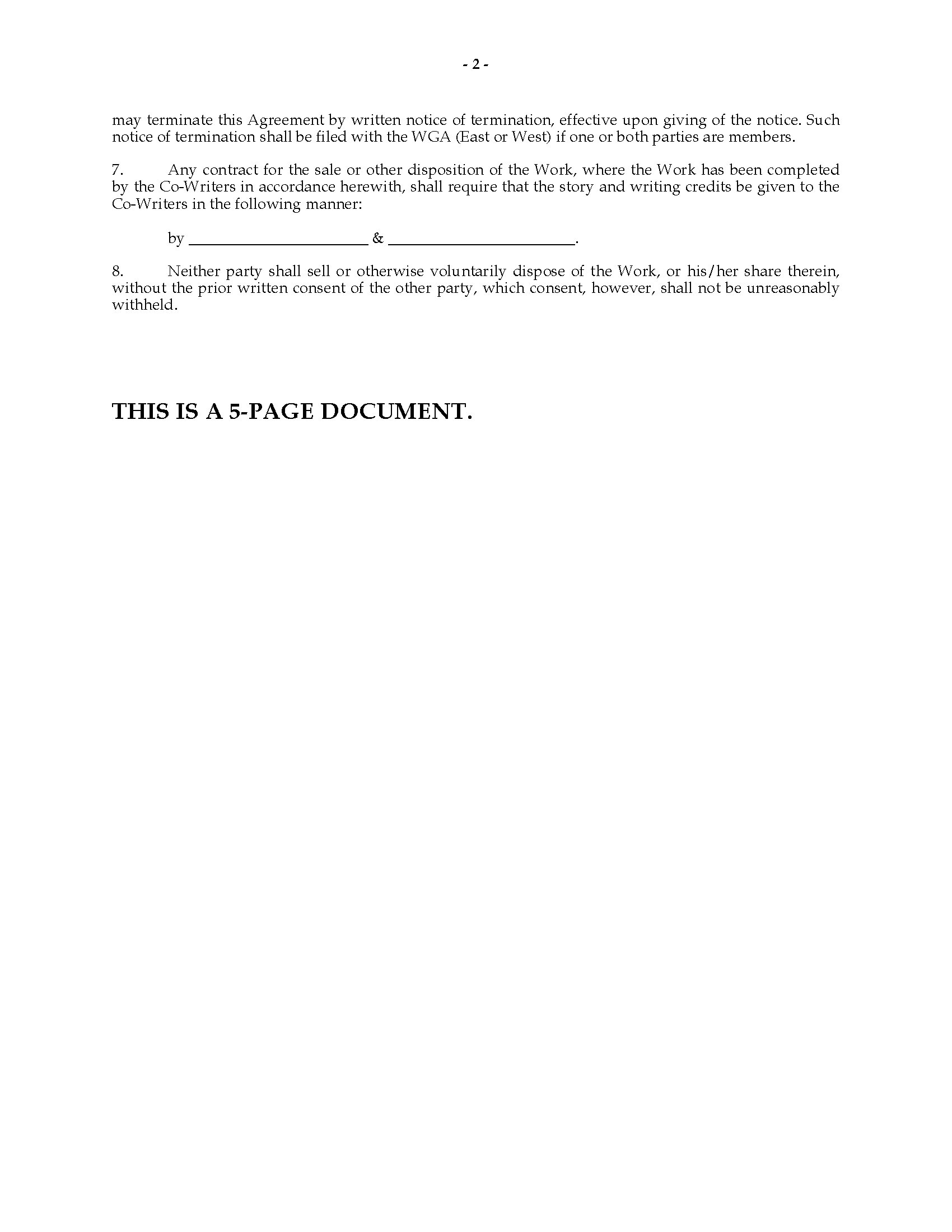 USA Collaboration Agreement Between Screenwriters | MegaDox.com