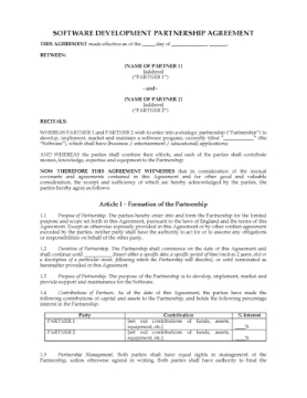 UK Software Development Partnership Agreement UK Software Development Partnership Agreement