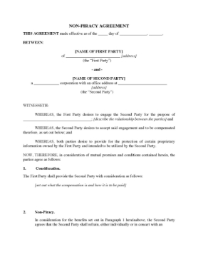 USA Non-Piracy Agreement USA Non-Piracy Agreement