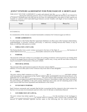 USA Joint Venture Agreement to Purchase Mortgage USA Joint Venture Agreement to Purchase Mortgage