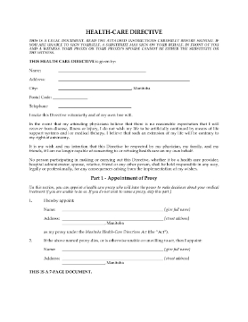 Show details for Manitoba Health Care Directive Picture of Manitoba Health Care Directive