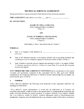 Show details for China Technical Services Agreement Picture of China Technical Services Agreement