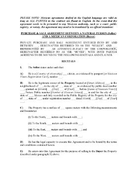 Show details for Mexico Real Estate Contract Between Natural Person and Corporation Picture of Mexico Real Estate Contract Between Natural Person and Corporation