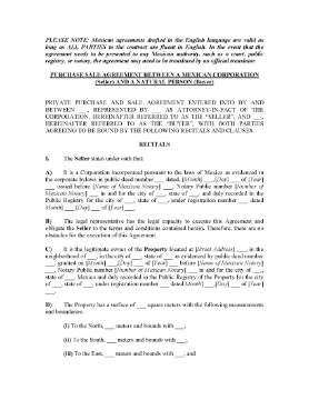 Show details for Real Estate Sale Contract from Corporation to Natural Person | Mexico Picture of Real Estate Sale Contract from Corporation to Natural Person | Mexico