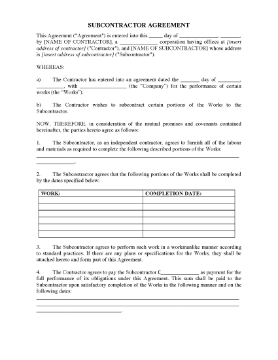 Show details for Subcontractor Agreement | UK Picture of Subcontractor Agreement | UK