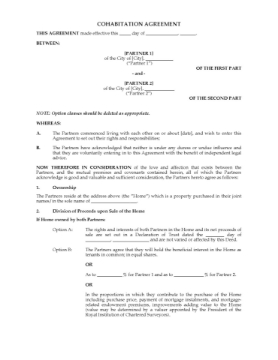 UK Cohabitation Agreement UK Cohabitation Agreement