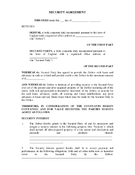 Show details for Security Agreement | UK Picture of Security Agreement | UK