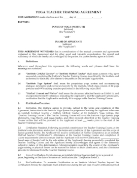 India Yoga Instructor Training Agreement Picture of Yoga Instructor Training Agreement | India