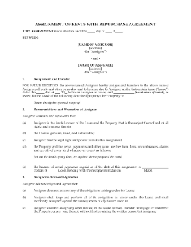Show details for USA Assignment of Rents and Repurchase Agreement Picture of USA Assignment of Rents and Repurchase Agreement