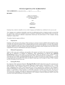 Show details for Stock Equivalent Agreement for Employee Picture of Stock Equivalent Agreement for Employee