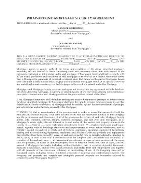 Show details for Wraparound Mortgage Security Agreement | USA Picture of Wraparound Mortgage Security Agreement | USA