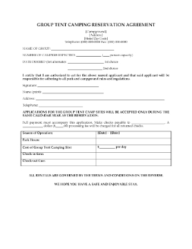 Show details for Group Tent Camping Agreement | USA Picture of Group Tent Camping Agreement | USA