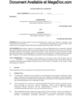 Canada Environmental Indemnity form Canada Environmental Indemnity form