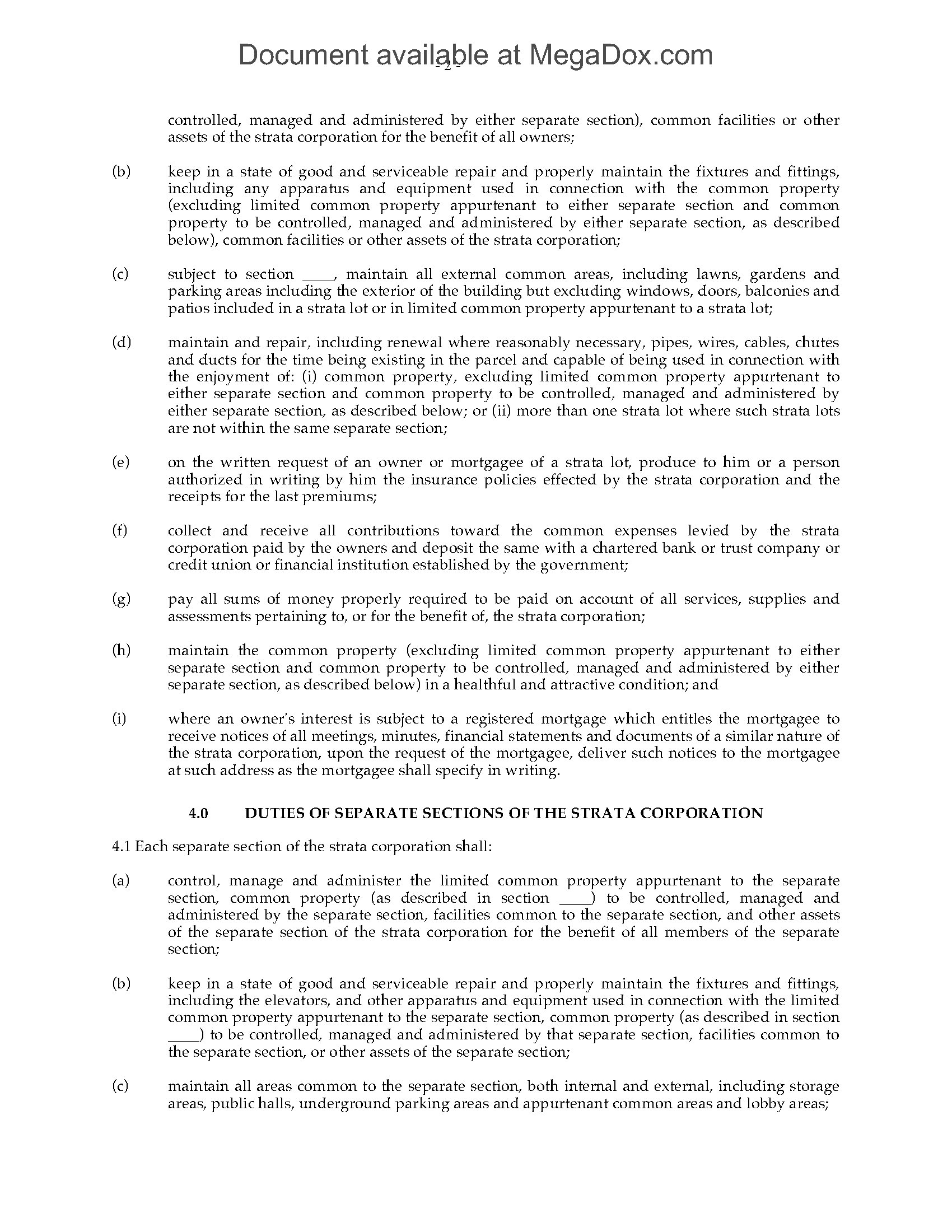 canada bylaws for strata rental pool | MegaDox.com