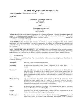 Film Rights Acquisition Agreement Film Rights Acquisition Agreement