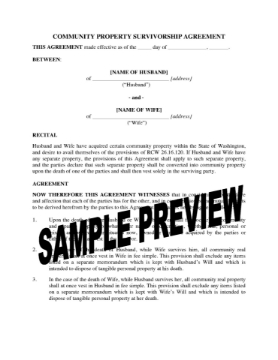 Washington Community Property Survivorship Agreement Washington Community Property Survivorship Agreement