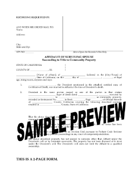 Show details for California Affidavit of Surviving Spouse Picture of California Affidavit of Surviving Spouse