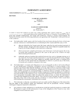 Show details for Commercial Lease Indemnity Agreement | Canada Picture of Commercial Lease Indemnity Agreement | Canada