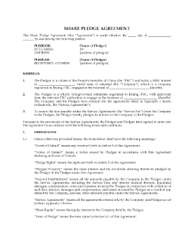 Show details for China Share Pledge Agreement Picture of China Share Pledge Agreement