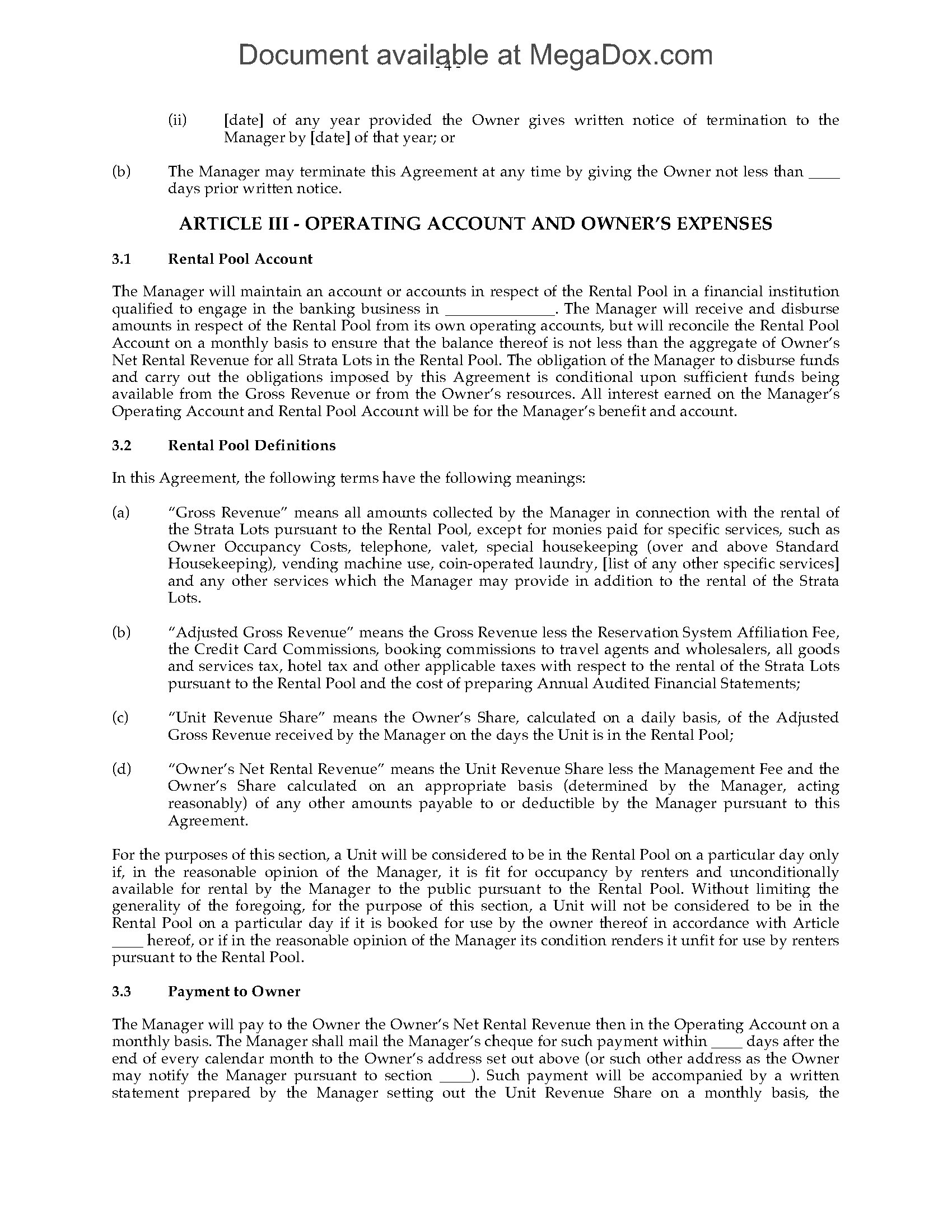 canada rental investment pool manager agreement | MegaDox.com