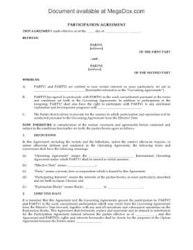 Participation Agreement for Oil and Gas Exploration Participation Agreement for Oil and Gas Exploration