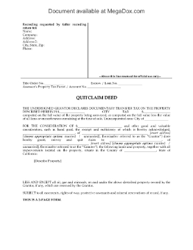 Show details for California Quitclaim Deed Picture of California Quitclaim Deed