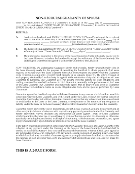 Show details for USA Non-Recourse Guaranty of Commercial Lease by Spouse Picture of USA Non-Recourse Guaranty of Commercial Lease by Spouse