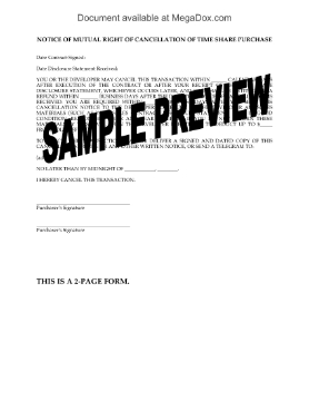 Show details for Hawaii Notice of Mutual Right of Cancellation of Time Share Purchase Picture of Hawaii Notice of Mutual Right of Cancellation of Time Share Purchase