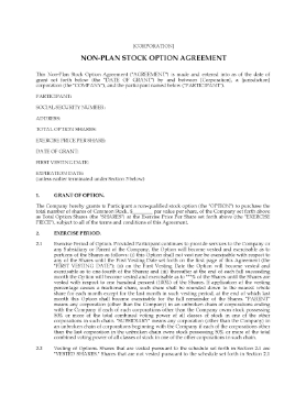 Show details for USA Non-Plan Stock Option Agreement Picture of USA Non-Plan Stock Option Agreement