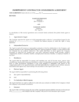 Show details for Commission Agreement for Independent Contractor Picture of Commission Agreement for Independent Contractor