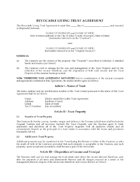 Show details for USA Revocable Living Trust Agreement with Change of Jurisdiction Clause Picture of USA Revocable Living Trust Agreement with Change of Jurisdiction Clause