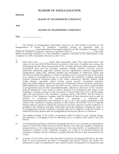 Picture of India Scheme of Amalgamation