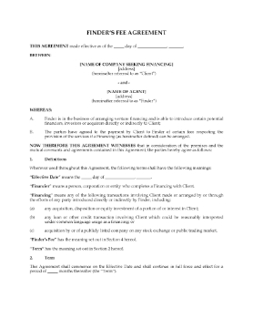 Show details for USA Finder's Fee Agreement for Identifying Potential Financings Picture of USA Finder's Fee Agreement for Identifying Potential Financings