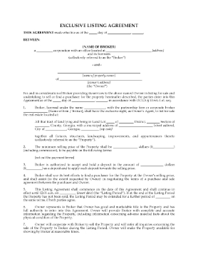 Show details for Georgia Exclusive Real Estate Listing Agreement Picture of Georgia Exclusive Real Estate Listing Agreement