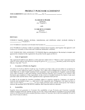 Show details for Product Purchase Agreement Picture of Product Purchase Agreement