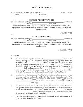 Show details for Deed of Transfer for Flat | India Picture of Deed of Transfer for Flat | India