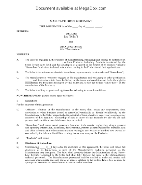 Show details for Manufacturing Agreement Template Picture of Manufacturing Agreement Template